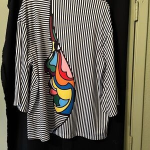 Striped Multicolor Graphic Women's Top